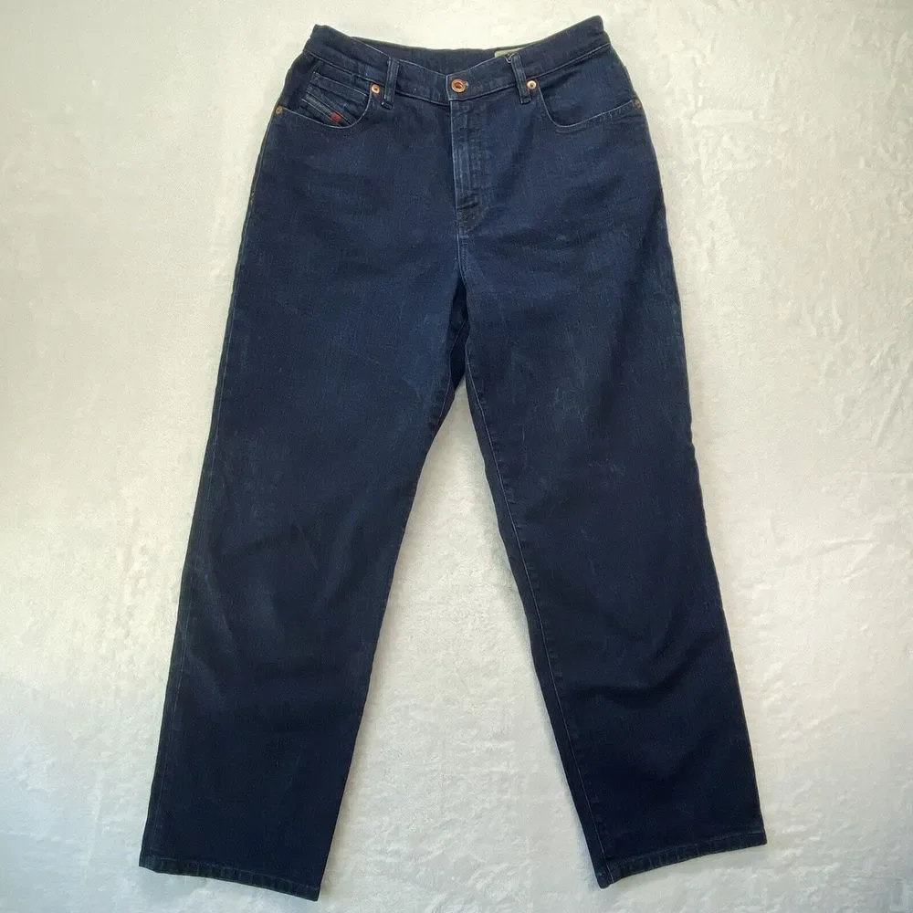 Ladies DIESEL NICLAH Blue High Waist Regular Straight dark Y2k‎ Jeans Sz 28x27